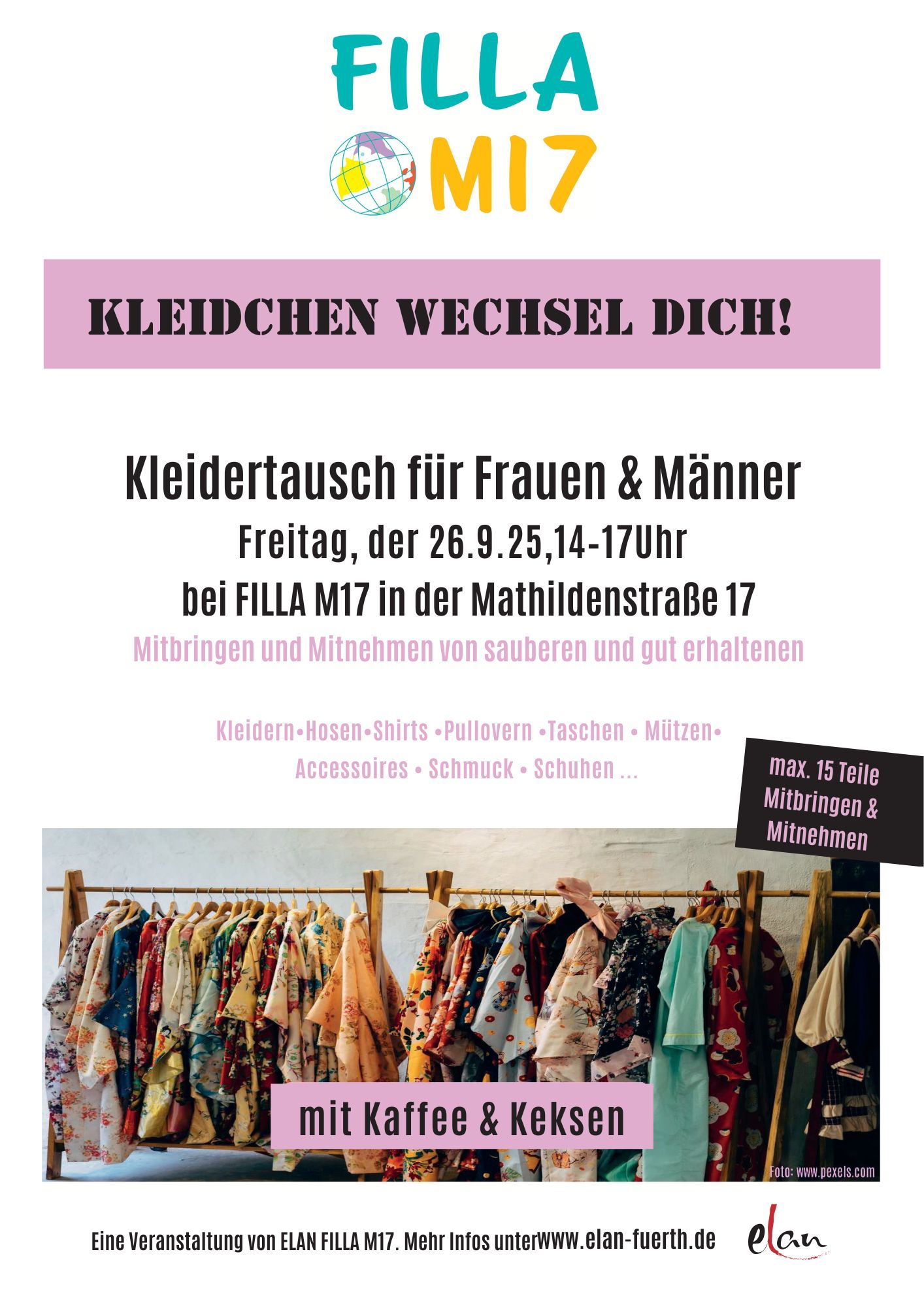 Kleidertauschplakat mit Link zum entsprechenden PDF